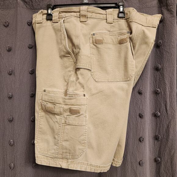 DULUTH TRADING CO Shorts Mens 40 (42) Tan 12" Cargo Heavy Pockets Flex Fire Hose - Picture 8 of 12